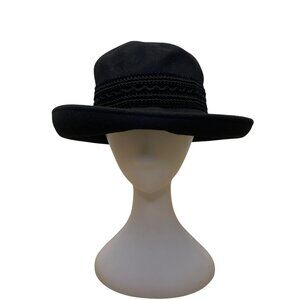 Hoodlums Womens Black Wool Fedora Braided Band Made In USA